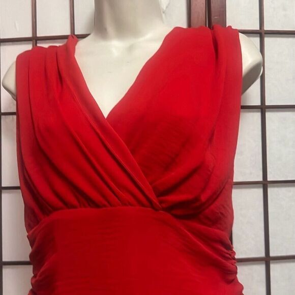 Alice + Olivia Womens‎ Red Surplice Neckline Nanette Ruched Wrap Dress Small - Picture 8 of 8